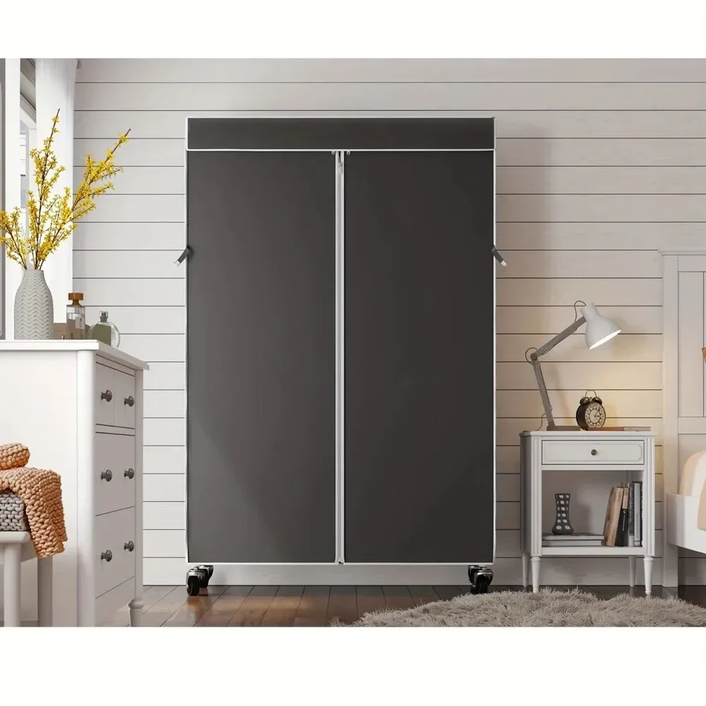 NIB- XL Carbon Steel Wardrobe- wheels/Cover Super Heavy-Duty holds up to 450 LBS